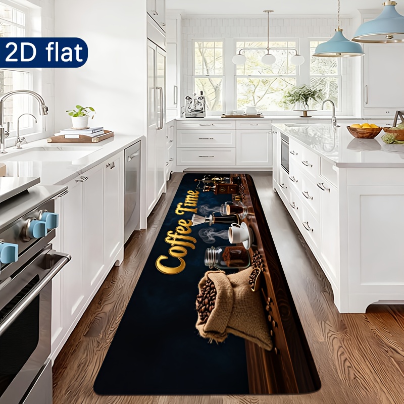 Commercial Kitchen Mats Anti Fatigue - Coffee Time Kitchen Runner Mat Vintage