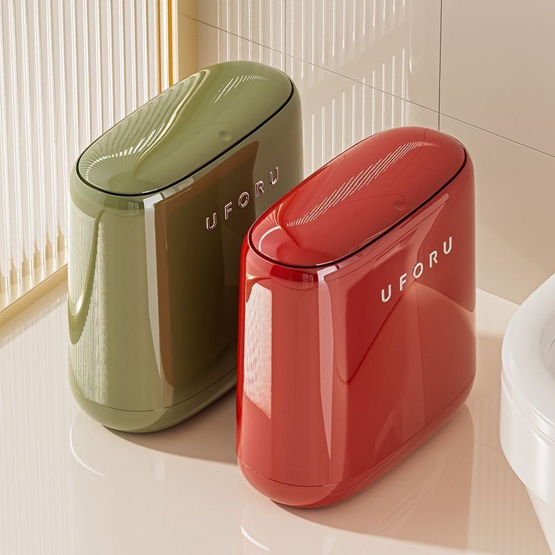 Commercial Kitchen Bin - Bathroom Narrow Trash Can Plastic Press
