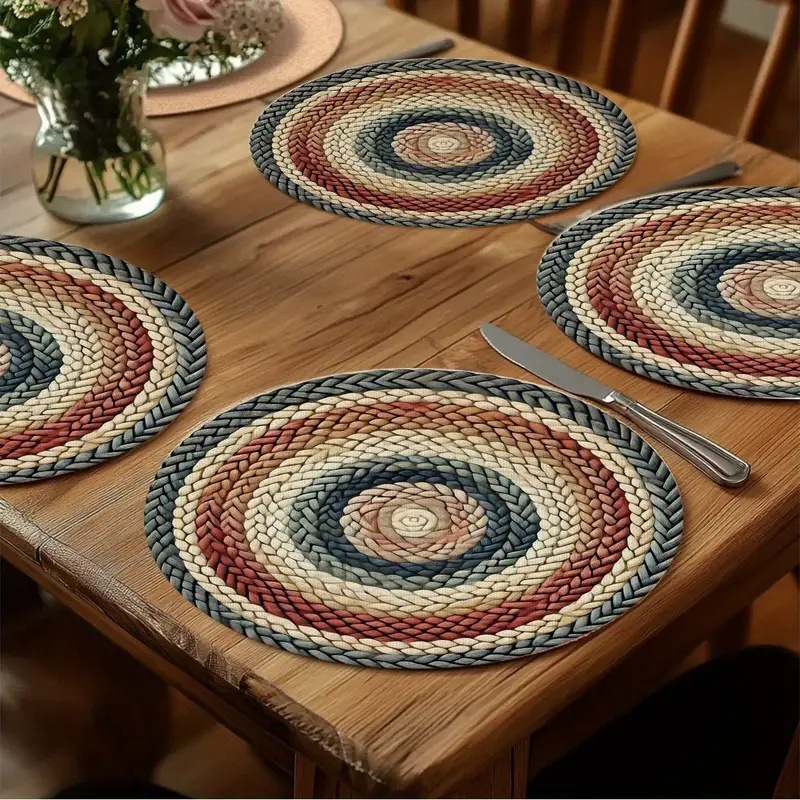 Commercial Kitchen Table - Bohemian Style Non-Slip Round Linen Placemat