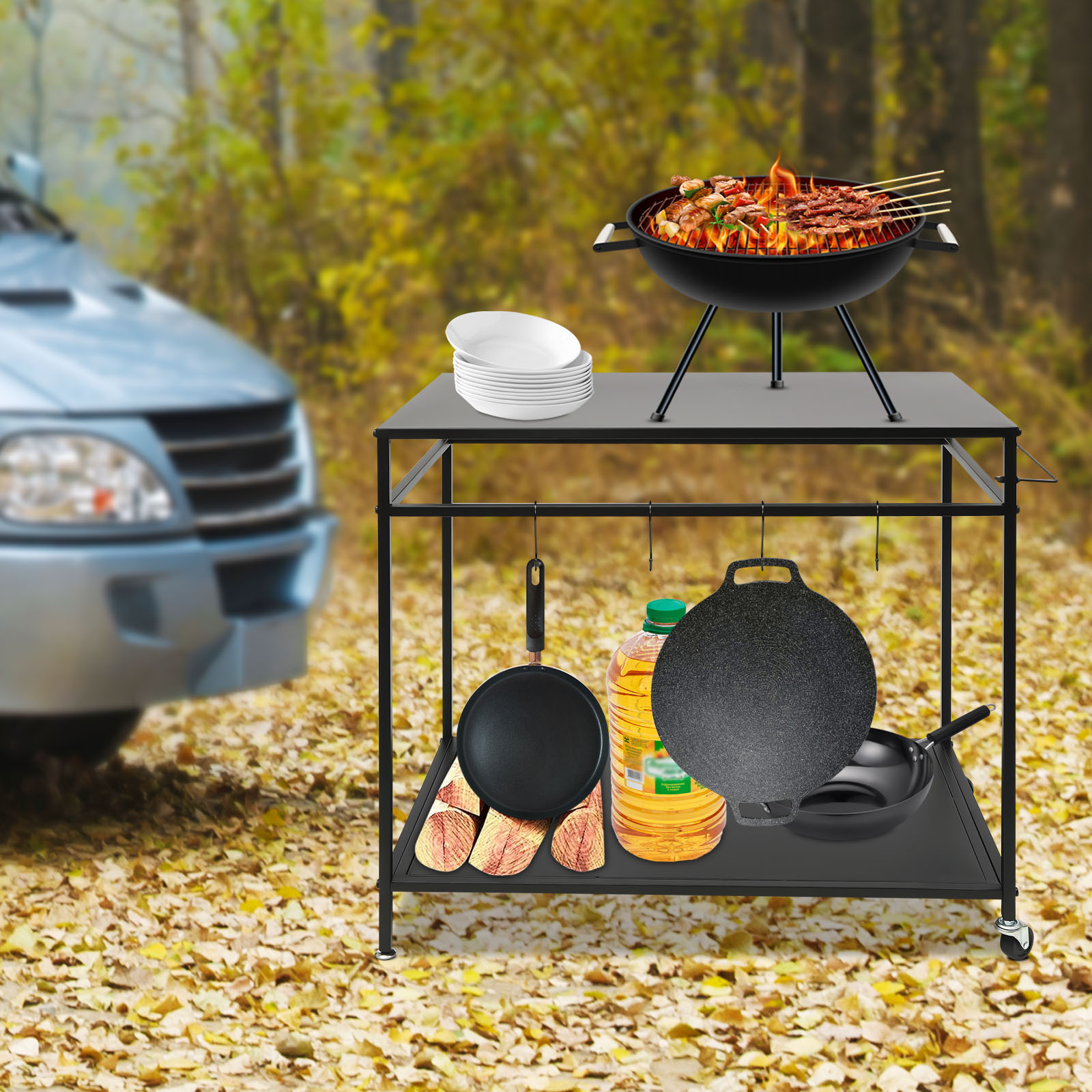 Double-Shelf Movable Cooking T - đánh giá và giá Commercial Kitchen Table