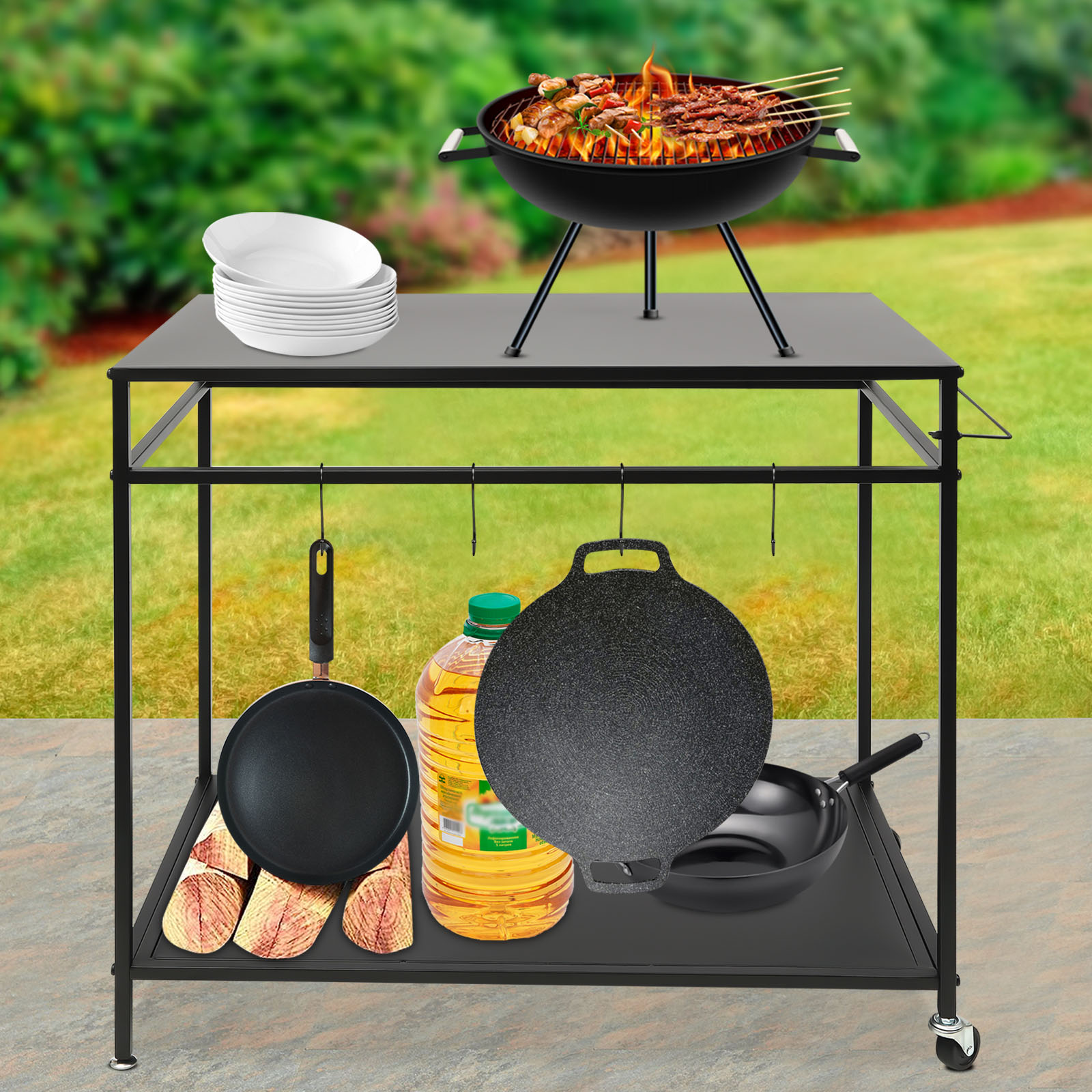 Double-Shelf Movable Cooking T - đánh giá và giá Commercial Kitchen Table