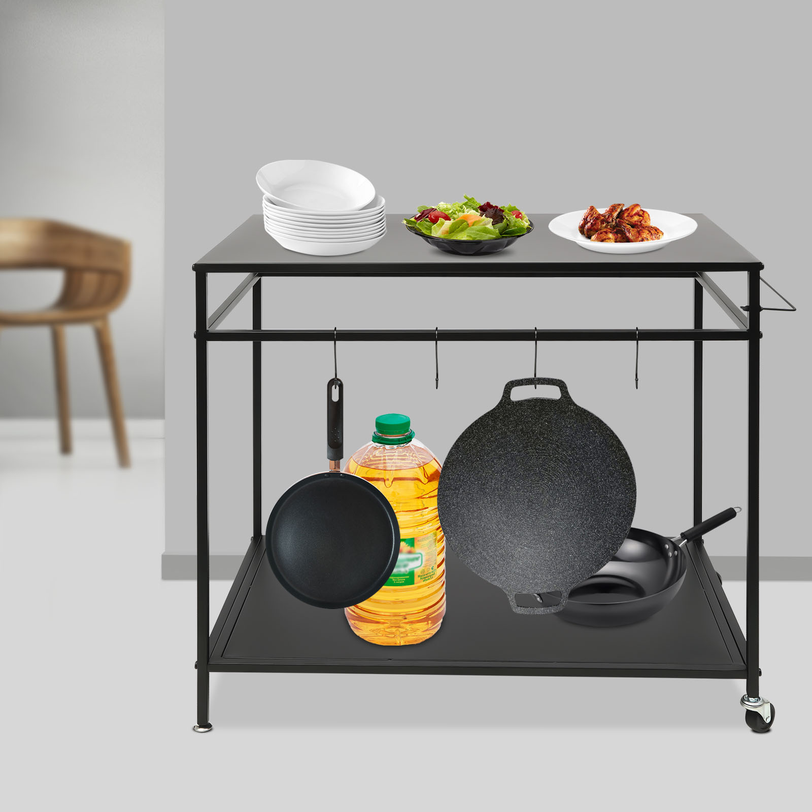 Double-Shelf Movable Cooking T - đánh giá và giá Commercial Kitchen Table