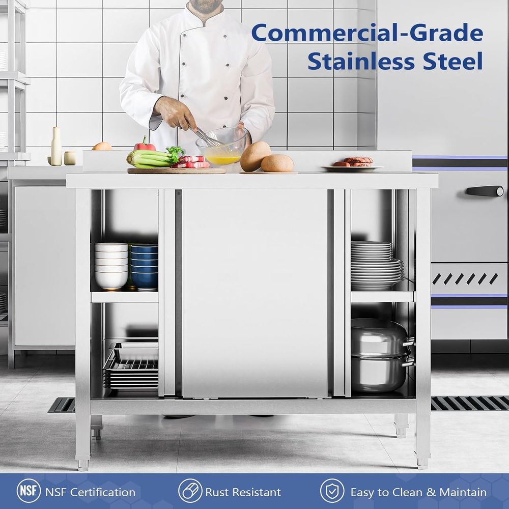 StainlSteel Table with Cabinet - đánh giá và giá Commercial Kitchen Backsplash